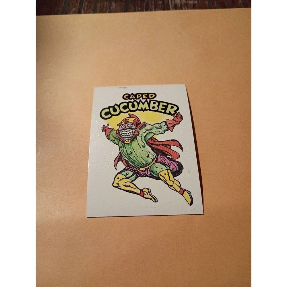 1983 General Mills Zero Heros Trading Card Sticker Card Vintage 36 Caped Cucumbe